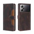 For OPPO K10 Pro 5G Skin Feel Magnetic Buckle Leather Phone Case(Brown) - 1