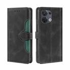 For OPPO Reno8 5G Skin Feel Magnetic Buckle Leather Phone Case(Black) - 1