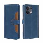 For OPPO Reno8 5G Skin Feel Magnetic Buckle Leather Phone Case(Blue) - 1