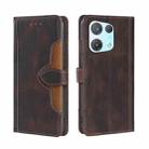 For OPPO Reno8 Pro 5G Skin Feel Magnetic Buckle Leather Phone Case(Brown) - 1