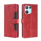 For OPPO Reno8 Pro 5G Skin Feel Magnetic Buckle Leather Phone Case(Red) - 1