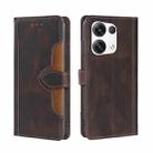 For OPPO Reno8 Pro Plus 5G Skin Feel Magnetic Buckle Leather Phone Case(Brown) - 1