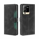 For vivo S15 5G Skin Feel Magnetic Buckle Leather Phone Case(Black) - 1