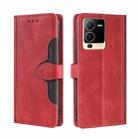 For vivo S15 5G Skin Feel Magnetic Buckle Leather Phone Case(Red) - 1