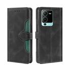 For vivo S15 Pro 5G Skin Feel Magnetic Buckle Leather Phone Case(Black) - 1