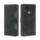 For Nokia C21 Plus Skin Feel Magnetic Buckle Leather Phone Case(Black) - 1