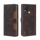 For Nokia C21 Plus Skin Feel Magnetic Buckle Leather Phone Case(Brown) - 1