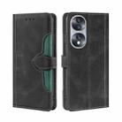 For Honor 70 Skin Feel Magnetic Buckle Leather Phone Case(Black) - 1