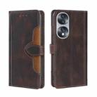 For Honor 70 Skin Feel Magnetic Buckle Leather Phone Case(Brown) - 1