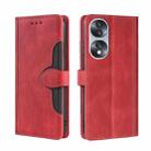 For Honor 70 Skin Feel Magnetic Buckle Leather Phone Case(Red) - 1