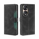 For Honor 70 Pro / 70 Pro Plus Skin Feel Magnetic Buckle Leather Phone Case(Black) - 1