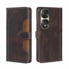 For Honor 70 Pro / 70 Pro Plus Skin Feel Magnetic Buckle Leather Phone Case(Brown) - 1