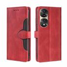 For Honor 70 Pro / 70 Pro Plus Skin Feel Magnetic Buckle Leather Phone Case(Red) - 1