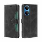 For Honor X7 4G Skin Feel Magnetic Buckle Leather Phone Case(Black) - 1