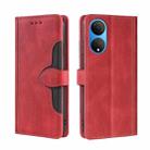 For Honor X7 4G Skin Feel Magnetic Buckle Leather Phone Case(Red) - 1