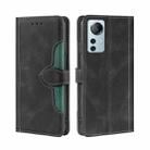 For Xiaomi 12 Lite Skin Feel Magnetic Buckle Leather Phone Case(Black) - 1