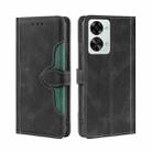 For OnePlus Nord 2T Skin Feel Magnetic Buckle Leather Phone Case(Black) - 1