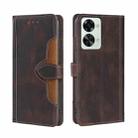 For OnePlus Nord 2T Skin Feel Magnetic Buckle Leather Phone Case(Brown) - 1
