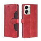 For OnePlus Nord 2T Skin Feel Magnetic Buckle Leather Phone Case(Red) - 1