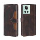 For OnePlus Ace / 10R Skin Feel Magnetic Buckle Leather Phone Case(Brown) - 1