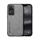 For Xiaomi Redmi K50 Skin Feel Magnetic Leather Back Phone Case(Light Grey) - 1