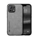 For Xiaomi Mi 11 Lite Skin Feel Magnetic Leather Back Phone Case(Light Grey) - 1