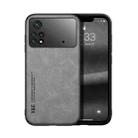 For Xiaomi Poco M4 Pro 4G Skin Feel Magnetic Leather Back Phone Case(Light Grey) - 1