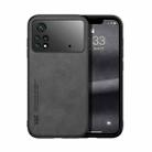 For Xiaomi Poco M4 Pro 4G Skin Feel Magnetic Leather Back Phone Case(Dark Grey) - 1