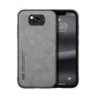 For Xiaomi Poco X3 NFC Skin Feel Magnetic Leather Back Phone Case(Light Grey) - 1