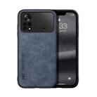 For Xiaomi Poco X4 Pro 5G Skin Feel Magnetic Leather Back Phone Case(Blue) - 1