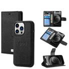 For iPhone 13 Pro Litchi Texture Magnetic Detachable Wallet Leather Phone Case (Black) - 1