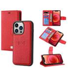 For iPhone 13 Pro Litchi Texture Magnetic Detachable Wallet Leather Phone Case (Red) - 1