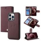 For iPhone 13 Pro Litchi Texture Magnetic Detachable Wallet Leather Phone Case (Purple) - 1