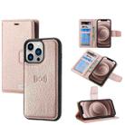 For iPhone 13 Pro Max Litchi Texture Magnetic Detachable Wallet Leather Phone Case (Rose Gold) - 1