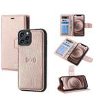 For iPhone 12 / 12 Pro Litchi Texture Magnetic Detachable Wallet Leather Phone Case(Rose Gold) - 1