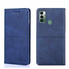 For Tecno Spark 7 Cow Texture Magnetic Horizontal Flip Leather Phone Case(Blue) - 1