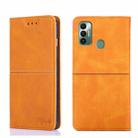 For Tecno Spark 7 Cow Texture Magnetic Horizontal Flip Leather Phone Case(Light Brown) - 1
