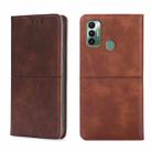 For Tecno Spark 7 Cow Texture Magnetic Horizontal Flip Leather Phone Case(Dark Brown) - 1