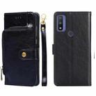 For Motorola G Pure Zipper Bag PU + TPU Horizontal Flip Leather Case(Black) - 1