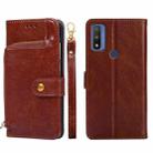 For Motorola G Pure Zipper Bag PU + TPU Horizontal Flip Leather Case(Brown) - 1