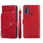 For Motorola G Pure Zipper Bag PU + TPU Horizontal Flip Leather Case(Red) - 1