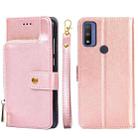 For Motorola G Pure Zipper Bag PU + TPU Horizontal Flip Leather Case(Rose Gold) - 1