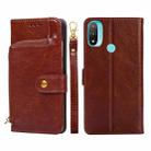 For Motorola Moto E20 Zipper Bag PU + TPU Horizontal Flip Leather Case(Brown) - 1