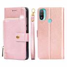 For Motorola Moto E20 Zipper Bag PU + TPU Horizontal Flip Leather Case(Rose Gold) - 1