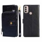 For Motorola Moto E40 Zipper Bag PU + TPU Horizontal Flip Leather Case(Black) - 1