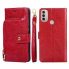 For Motorola Moto E40 Zipper Bag PU + TPU Horizontal Flip Leather Case(Red) - 1