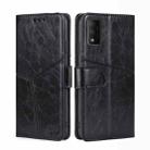 For TCL 30T T603DL Geometric Stitching Horizontal Flip Leather Phone Case(Black) - 1