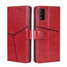 For TCL 30T T603DL Geometric Stitching Horizontal Flip Leather Phone Case(Red) - 1