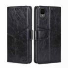 For TCL 30Z T602DL Geometric Stitching Horizontal Flip Leather Phone Case(Black) - 1