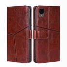 For TCL 30Z T602DL Geometric Stitching Horizontal Flip Leather Phone Case(Dark Brown) - 1